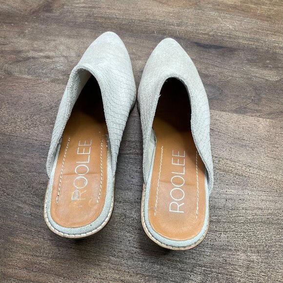 Roolee Cream Mules with Wooden Heel size 8 - Picture 3 of 7